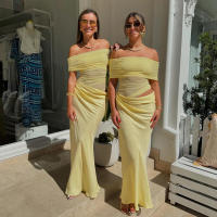 BUNO-vestidos largos con hombros descubiertos, vestido de cena negro con malla transparente, trajes de cumpleaños elegantes y sexys - details 12