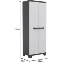 Armario Linear Escobero Resina 2 Puertas y 3 Baldas Negro/Gris Tamaño 68 x 39 x 173 cm - details 2