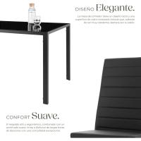 conjunto mesa y sillas de comedor, mesa con tablero cristal seguridad y 4 sillas cocina tapizadas cuero sintético, estructura acero, sillas comedor, set muebles de cocina - Negro - details 2