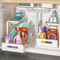 Organizador de 2 niveles, cajón extraíble, estante multiusos para baño, cocina, estante de almacenamiento debajo del fregadero - details 1