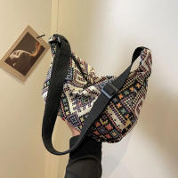 Bolso de hombro de lona de viento étnico para mujer, bolso de mensajero pequeño, bolsos de mano simples con cremallera, bolso de playa informal, nueva tendencia, 2024 - details 12