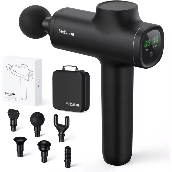 Masajeador Muscular de Percusión Profunda Recargable Equipo de Fitness Portátil con 6 Cabezas y 5 Velocidades Alivio del Dolor Pantalla Táctil LCD - 1