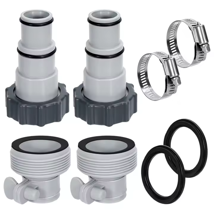 Kit de adaptador de manguera para piscina, 2 tipos de conector de manguera para bomba de piscina para mangueras de 1,5 y 1,25 pulgadas para piezas de repuesto de piscinas sobre el suelo - 1