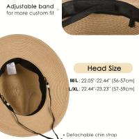 Sombrero De Playa De Paja Plegable Y Empacable Con Ala Ancha Para El Verano, Con Protección Solar UPF 50 + Estilo Panamá Fedora - details 0