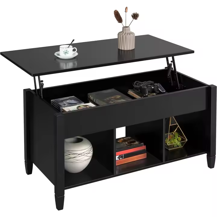 Cajón Mesa de Café para Salón de Estilo Moderno con Patas de Madera Maciza - 1