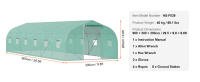 SucceBuy Invernadero de túnel con entrada, túnel de invernadero con casa de aro, casa caliente para plantas con marco de acero galvanizado, cubierta de PE verde, puerta enrollable con cremallera y 6 ventanas para exteriores - details 7