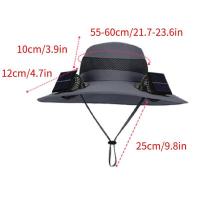 Ventilador de carga USB extraíble, gorra para senderismo al aire libre, con 2 ventiladores solares, sombrero para el sol de ala ancha para pescar - details 5