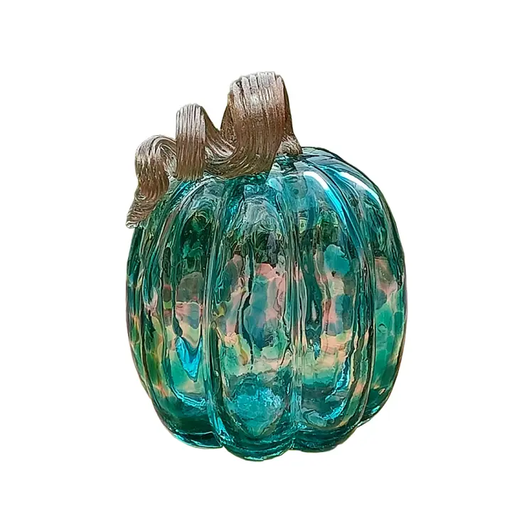 Adornos artesanales de cristal de estilo Pastoral, decoración de Halloween, calabaza Irregular, mesa de salón, adornos artísticos decorativos verdes - 1