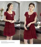 Novedad de verano, vestidos de gasa de retales para mujer, vestido suelto Irregular de manga corta de Color sólido, moda elegante - details 4