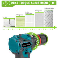 ONEGREEN-taladro de impacto eléctrico sin escobillas, 480N.M, 13mm, destornillador eléctrico, herramientas eléctricas para juego de pines de batería Makita - details 8