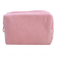 Bolso De Maquillaje Para Viaje Organizador De Cosméticos De Corduroy Para Mujeres Estuche De Belleza Portátil De Cierre De Cremallera - details 21