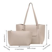 2 unids/set de bolsos de mano versátiles para mujer, bolso de mano de gran capacidad de cuero Pu, bolso de hombro Simple de color sólido - details 0