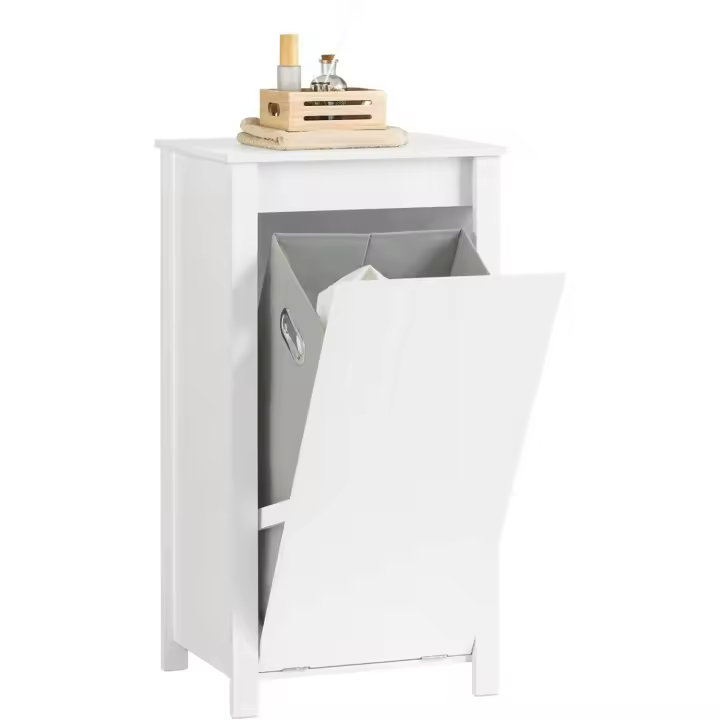 Armario de Baño Multifuncional con Cesto Blanco Almacenamiento de Counter de Dormitorio - 1