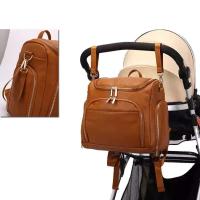 Mochila para pañales de cuero PU + cambiador + correas para cochecito + bolsa aislante + bolsa de cosméticos - details 1