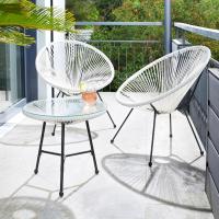 Conjunto de Exteriores de Jardín de Acero 2 Sillas y Mesa de Cristal Resistentes a la Intemperie - details 1