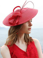 Sombrero de Fedora para Mujeres en Poliéster Negro y Blanco Estilo Vintage para Bodas y Iglesias Diseño Floral Tamaño Ajustable Largo de Verano - details 4