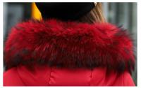 Abrigo de plumón para mujer, chaqueta de invierno con cuello de piel grande, chaqueta gruesa ajustada, Chaqueta de algodón con capucha a la moda, chaqueta larga de invierno para mujer - details 35