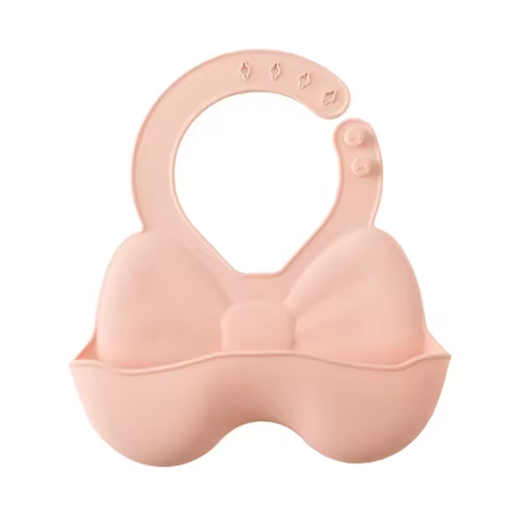 Baberos impermeables de silicona para bebé, delantal con lazo bonito, ajustable, suave, alimentación - 1