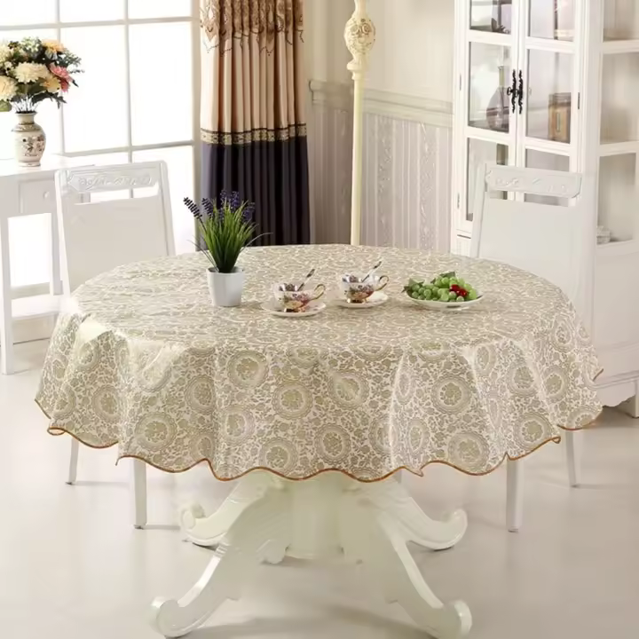 Mantel de Mesa de Algodón Floral Redondo Cubierta de Mesa de Cena de Graciosidad de 6 Plazas para Dormitorio Patio Evento - 1