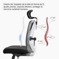 Silla de escritorio para computadora con reposacabezas ajustable y soporte lumbar, respaldo alto, silla ejecutiva giratoria para oficina en casa (azul claro) - details 12