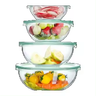 Jarrones de Cristal con Tapas Conjunto de 4 Recipientes para Mezclar de 0.95-3.5 Litros - 1