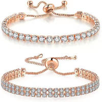 Pulsera de tenis para mujer de lujo práctico ajustable garras mosaico Zirconia Color oro rosa joyería de moda regalo - details 3