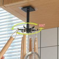 Gancho de puerta autoadhesivo de seis garras montado en la pared giratorio de 360 grados colgador de ropa toallero organizador de cocina - details 10