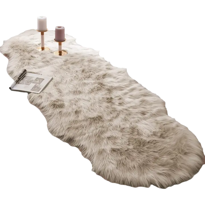Esponjoso para dormitorio, cojín de sofá suave de lino, alfombra pequeña beige, alfombra polar para dormitorio, cojín, - 1