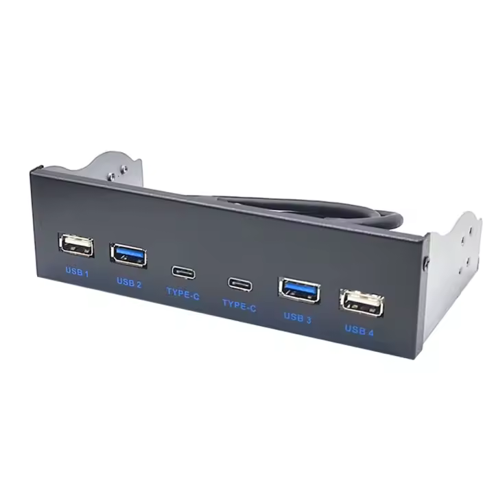 Panel Frontal USB 3,0 para escritorio, Bahía de unidad de CD-ROM de 5,25 pulgadas, USB3.0/3,2, 19Pin, USB2.0, 9Pin a 2x USB tipo C + 2x USB3.0 + 2x USB2.0 - 1