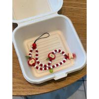 Encanto de Teléfono con Colgante de Frutas Hecho a Mano Cinturón de Felpa Blanco Rojo con Cuentas de Abalorios para iP 11 Airpods Auriculares - details 1