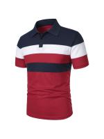 Polo a rayas Vintage para hombre, Camiseta de piqué de Golf, manga corta, bloque de Color, disponible en tallas grandes y altas - details 12