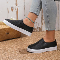 Mocasines de lentejuelas doradas brillantes para mujer, zapatillas de plataforma sin cordones de cuero Pu, zapatos planos antideslizantes informales para mujer, Otoño, 2024 - details 2