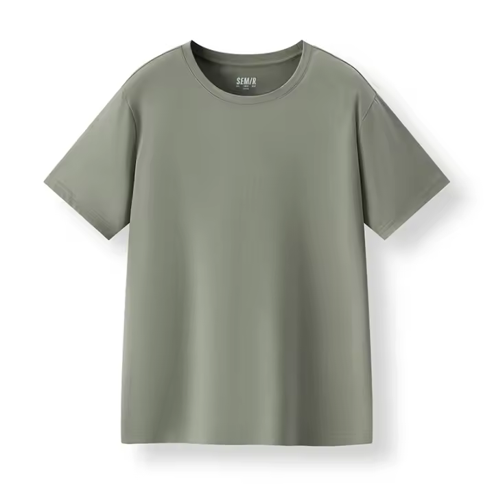 Camiseta de Algodón Puro Semir Manga Corta, Color Sólido, Versátil, Nueva Primavera 2025 - 1