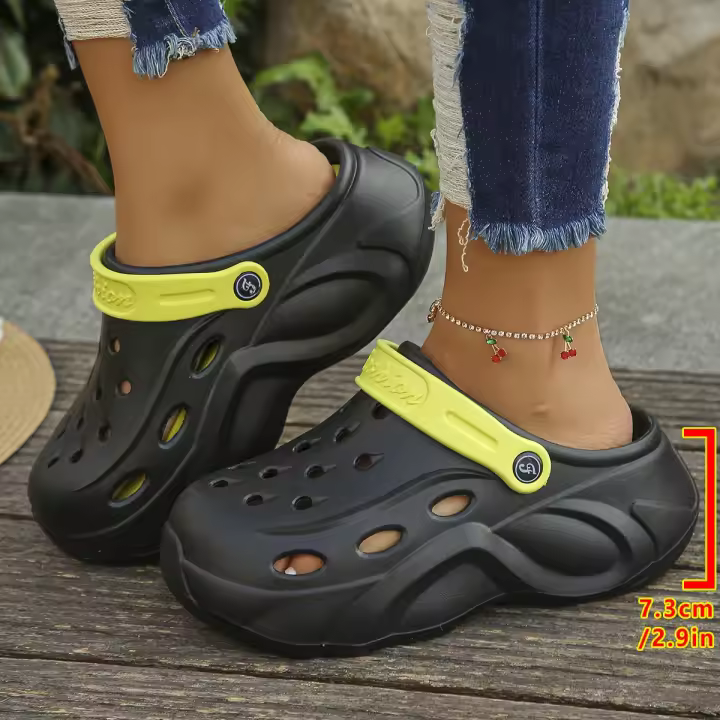 Sandalias tipo zuecos con plataforma gruesa para mujer, zapatos de playa con suela suave y gruesa para jardín, zapatillas antideslizantes con cuña de Eva, verano 2024 - 1