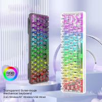 Xunfox-teclado transparente inalámbrico K30Pro, Bluetooth, 3 modos, Hotswao Rgb, retroiluminado, PC, ordenador, hombre, regalos, blanco - details 4