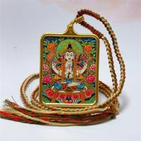 Colgante de titanio stl pur pintado a mano Ocho grandes guardianes de Npal Xizang Thangka ncklac Gawu caja color dorado dos no - details 4