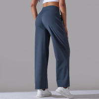 Pantalones de oficina sueltos de cintura alta informales de pierna ancha para mujer, pantalones de baile - details 2