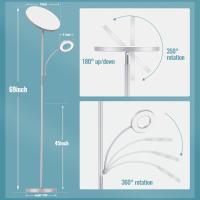 Lámpara de Pie Regulable Gris 42W, Lámpara de Pie LED Salon 3700LM Súper Brillantecon Lámpara de Lectura, control remoto y control táctil Lámpara Alta para Salon de Estar Dormitorio Oficina - details 2