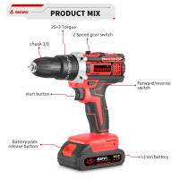 ONEVAN-taladro de impacto eléctrico de 500W, martillo, taladro de 38N.M, destornillador inalámbrico, herramientas eléctricas para carpintería, juego de pines de batería Makita - details 2