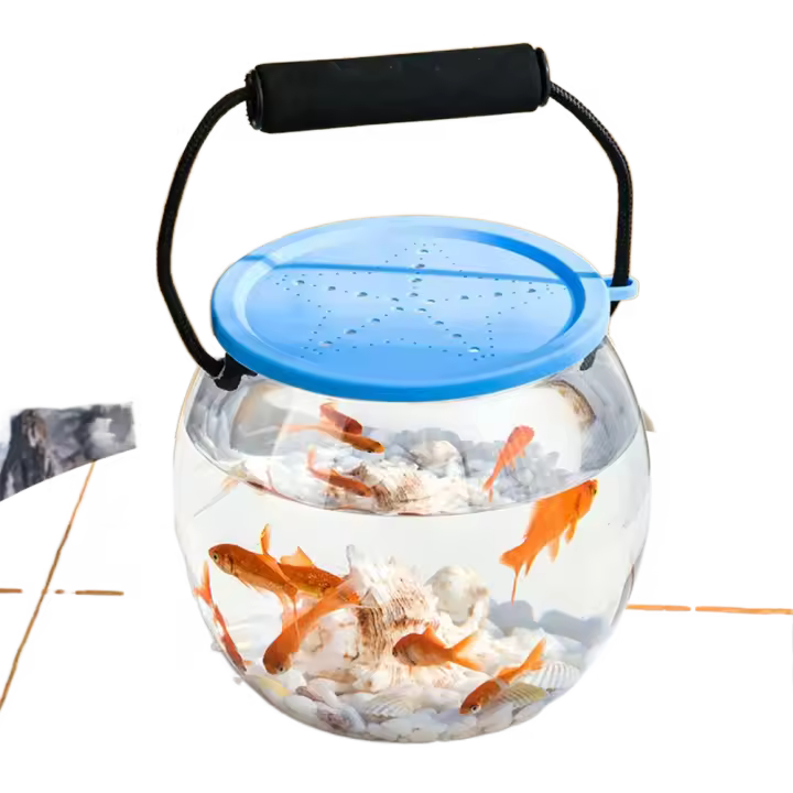 Cuenco redondo Ultra transparente para peces, cubierta de silicona, pecera de escritorio extraíble, decorativa, vista de 360 ​​grados, acuario pequeño de escritorio - 1