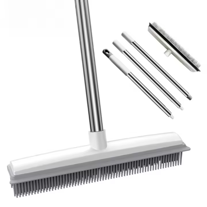 Cepillo de silicona Raspador de pelo suave, cepillo de piso de madera para baño Cepillo de limpieza de alfombras de plástico para pelo de perro y gato - 1