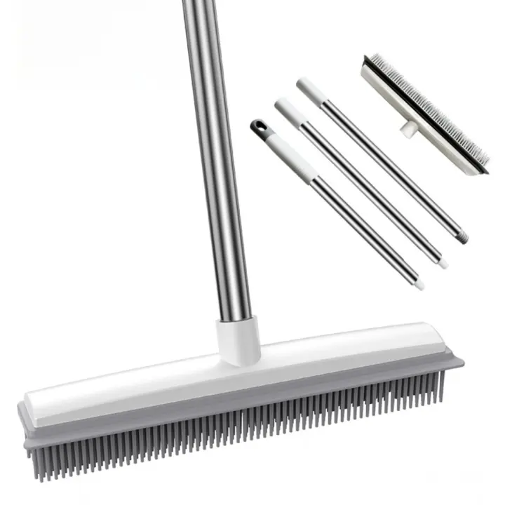Cepillo de silicona Raspador de pelo suave, cepillo de piso de madera para baño Cepillo de limpieza de alfombras de plástico para pelo de perro y gato - 1