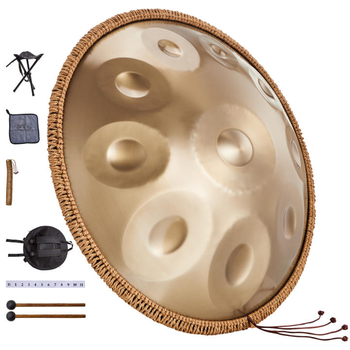 SucceBuy Handpan Drum, instrumento con mazos, soporte y bolsa de transporte, percusión de sonido curativo para adultos y principiantes