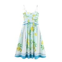 Vestido de tirantes 2025 con lazo decorativo y espalda descubierta con estampado de limones, falda larga holgada, novedad de verano, para mujer - details 1
