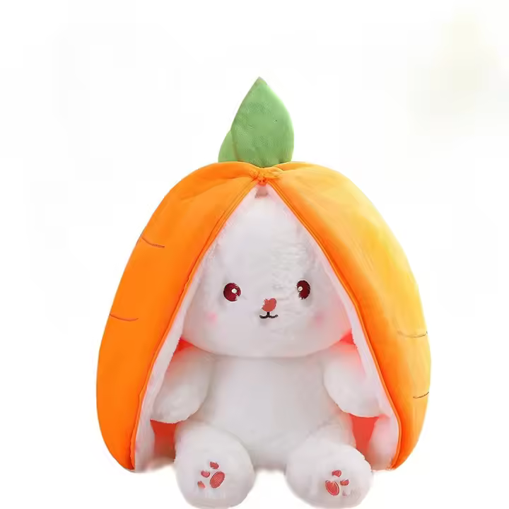 Animal de peluche de conejo de Pascua de 13,7 pulgadas, Kawaii Squishy Cute Bunny Plush, se convierte en conejo fruta muñeca zanahoria fresa almohada - 1