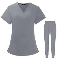 Conjunto de limpieza de farmacéutico, estomatología hospitalaria, odontología, médico, trabajo, enfermería, uniforme médico, moda con cuello en V de verano, - details 15
