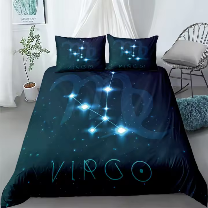 Juego de funda nórdica con mapa de estrellas, funda nórdica de tamaño King, Queen, doble, individual, funda de almohada, juego de ropa de cama - 1