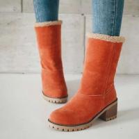 Botas de nieve de gamuza con tacón grueso de tubo medio europeo y americano de otoño e invierno para mujer Botas de algodón para mujer - details 4