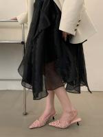 Nuevo stiletto tacones altos bolsa cabeza sandalias mujer francés con falda noche brisa vacío solo zapatos zapatos de mujer - details 2