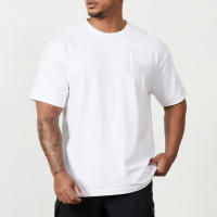 Camiseta deportiva de algodón para hombre, camisa holgada de media manga estilo Hip hop, cómoda y transpirable, Top con hombros caídos, Verano - details 3